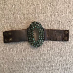 Free People Leather and Turquoise Bracelet